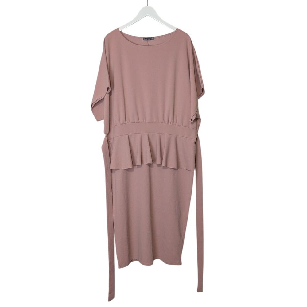 Boohoo Plus Peplum Dress Blush Rose Pink Size 20 - Picture 6 of 8